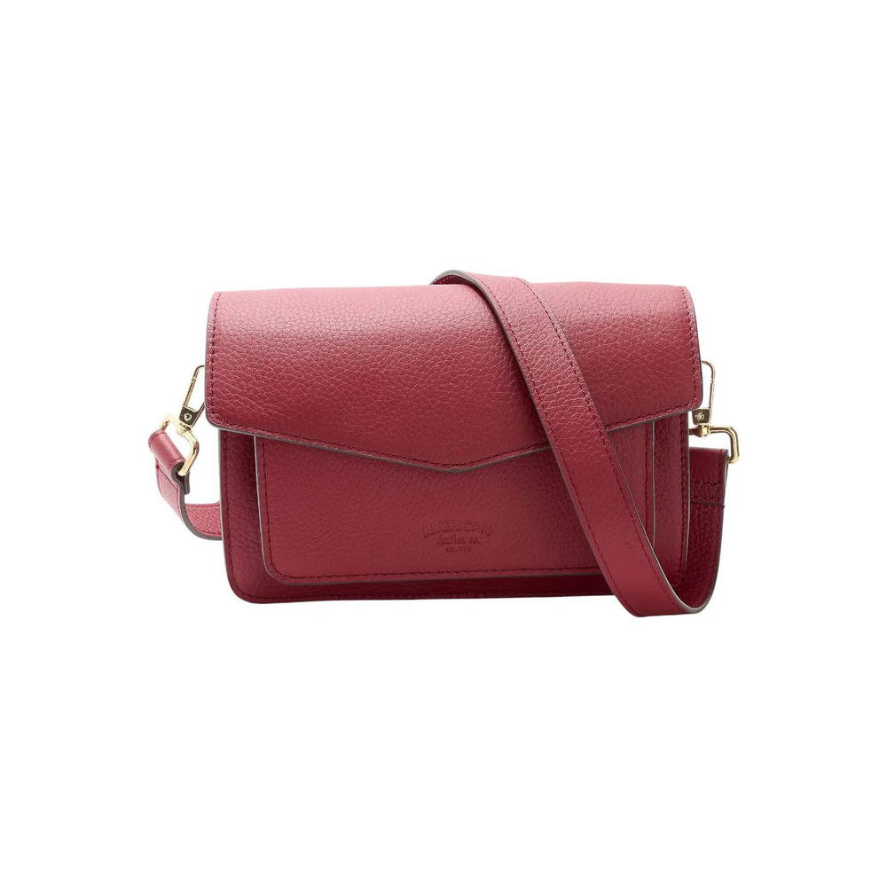 American Leather Co. Accordian Pebble Leather Crossbody AmaranthRed
